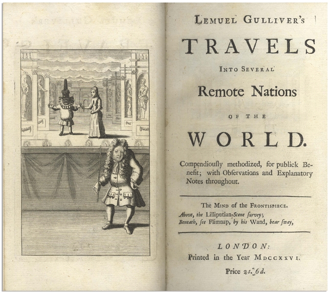 First Edition of ''Gulliver's Travels'' by Jonathan Swift From 1726 -- Near Fine Condition